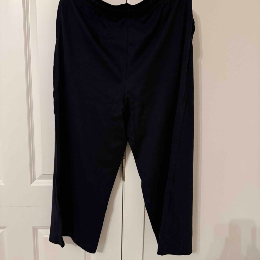 Lands End Black Sport Knit Elastic Waist Wide Leg Crop Pants - Picture 3 of 6